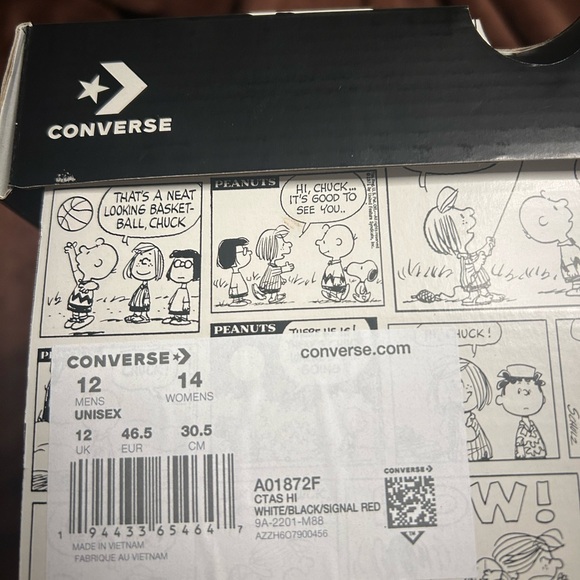 Converse Peanuts x Chuck Taylor All Star High Snoopy and Woodstock Men Size 12 - Picture 8 of 9